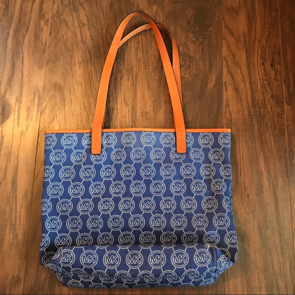Michael Kors Blue & White Canvas Tote - Picture 5 of 8